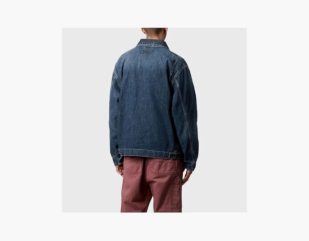 Carhartt WIP OG Detroit Jacket Blue Denim Black Collar