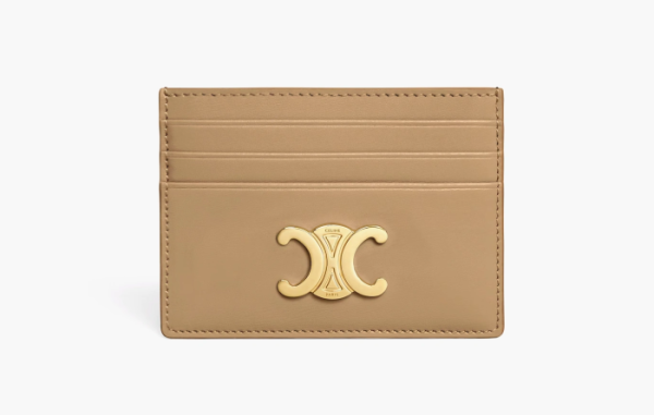 Celine Card Holder Triomphe Shiny Calfskin Smoked Brown 