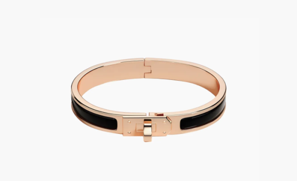 Hermès Plated Metal Enamel Bangles Unisex Rose Gold 