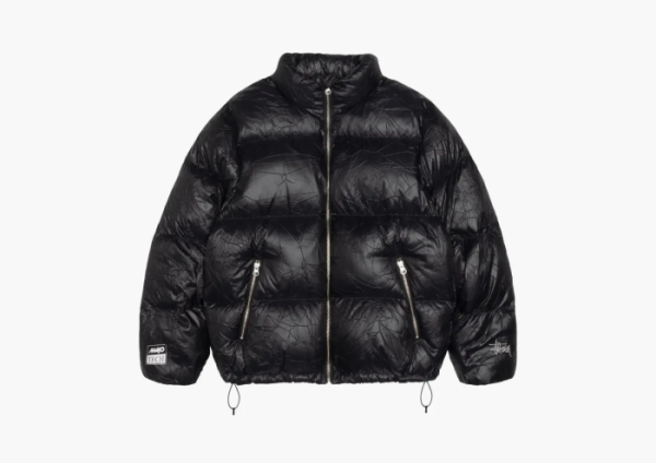 Stussy Wrinkled Nylon Down Puffer Black 