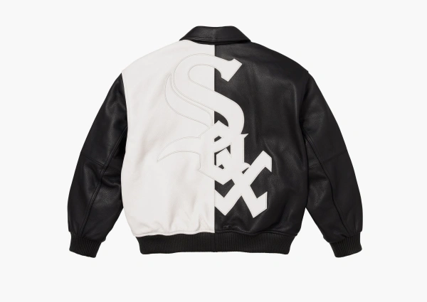 Supreme x Chicago White Sox Leather Varsity Jacket Black 