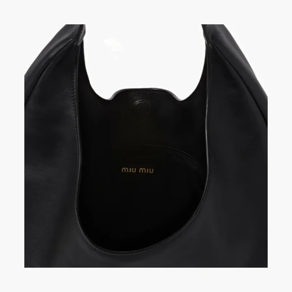 Miu Miu Leather Hobo Bag Black 