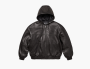Supreme Studded Hooded Leather Jacket Black 
