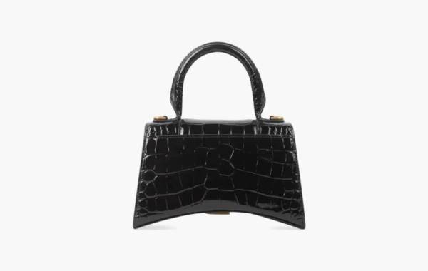 Balenciaga Hourglass Crocodile Embossed Xs Handbag Black 