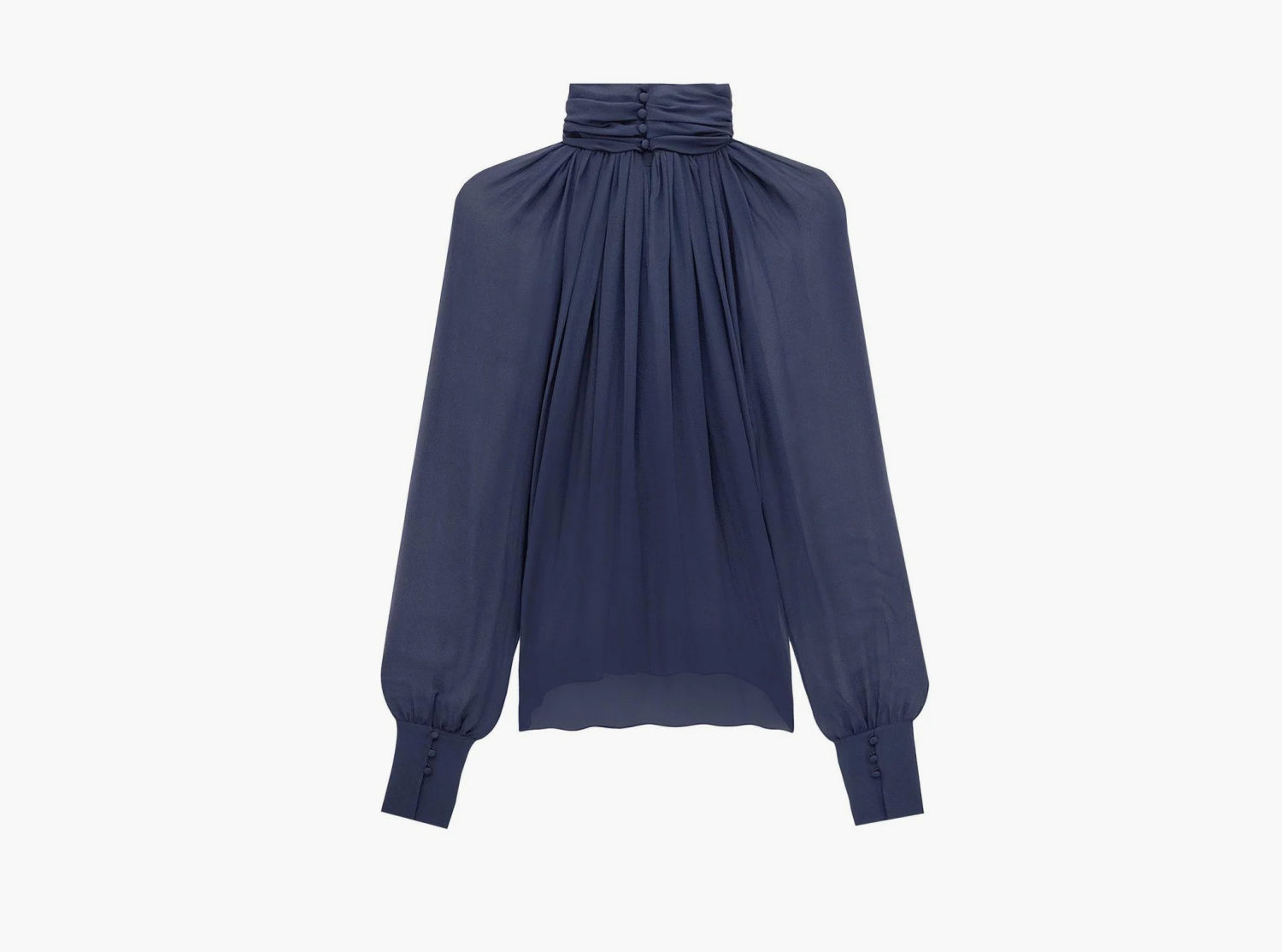 Saint Laurent Turtleneck Blouse Navy 