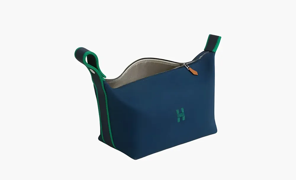 HERMES Bride a Brac Cotton Storage Bag Large Size Unisex Marine