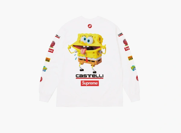 Supreme SpongeBob x Castelli Racing L/S Tee  White 