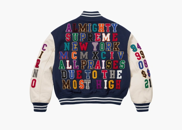 Supreme Praises Varsity Jacket Navy 