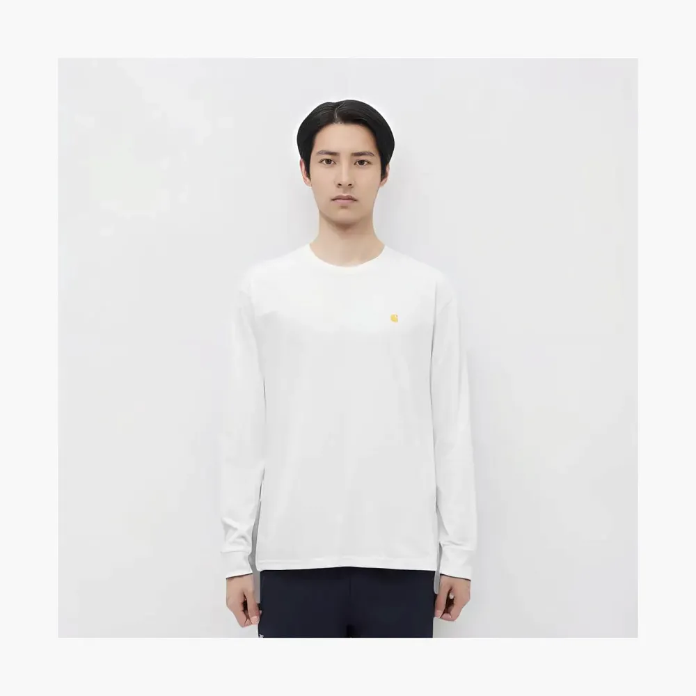 Carhartt WIP Chase Logo Long Sleeve White