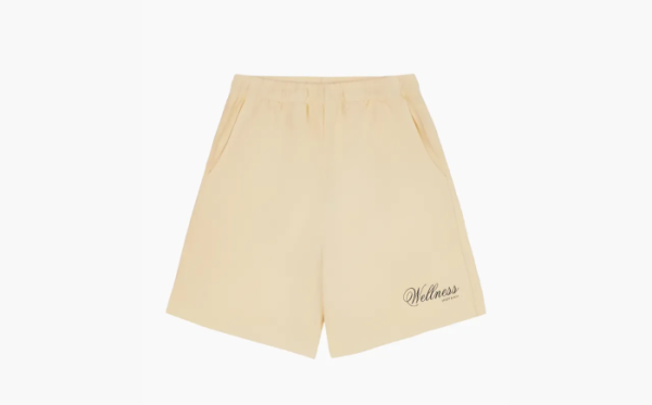 Sporty & Rich Avant Garde Logo Gym Short Light Yellow 
