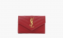 Saint Laurent Cassandre Grain De Poudre Envelope Wallet "Small Rouge Opyum" 