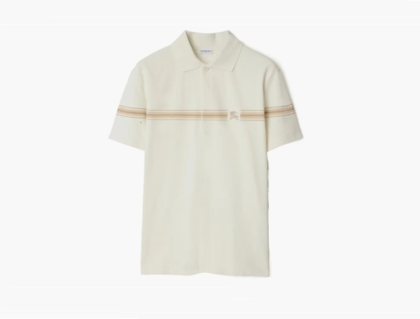 Burberry Striped Cotton Polo Shirt  Ice 