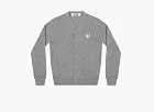 Comme des Garcons PLAY White Heart Knit Cardigan Sweater Light Grey