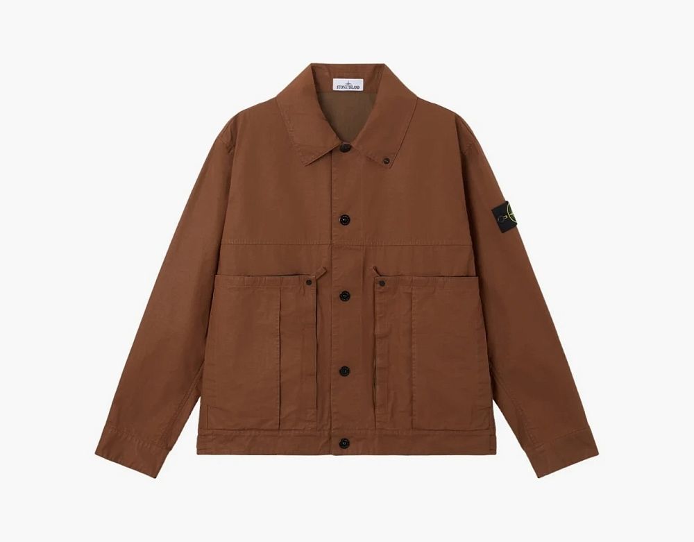Stone Island Double Coated Cotton Ripstop Coach Jacket Umber