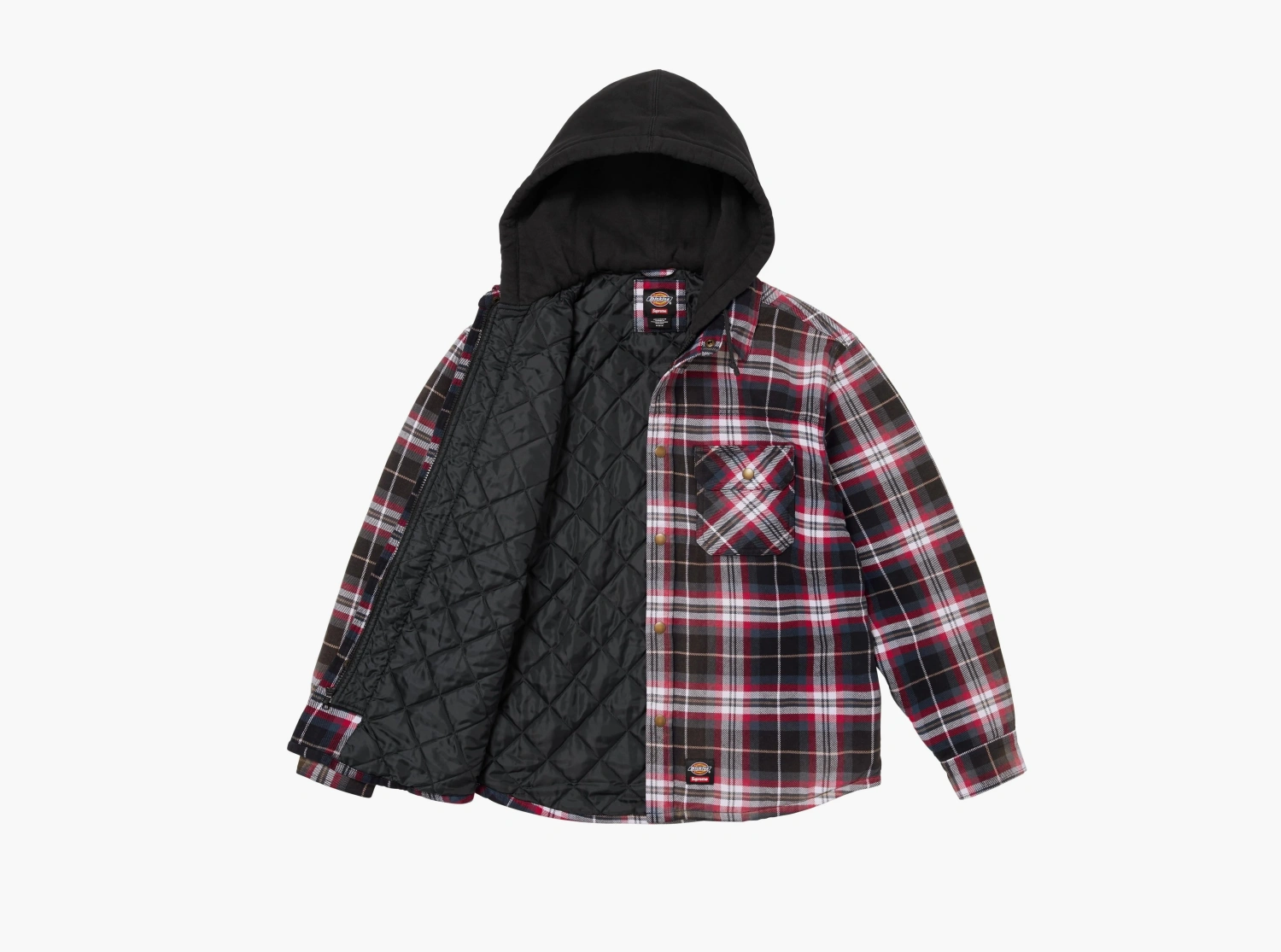 Supreme x Dickies Lined Zip Up Hooded Flannel Shirt Black 