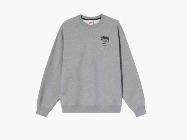 Nike x Stussy NRG ZR Crew Fleece Dark Grey Heather  Nike x Stussy NRG ZR Crew Fleece Dark Grey Heather