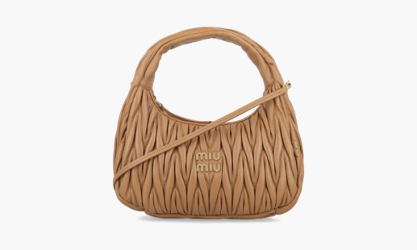 Miu Miu Wander Matelasse Nappa Leather Hobo Bag Caramel 