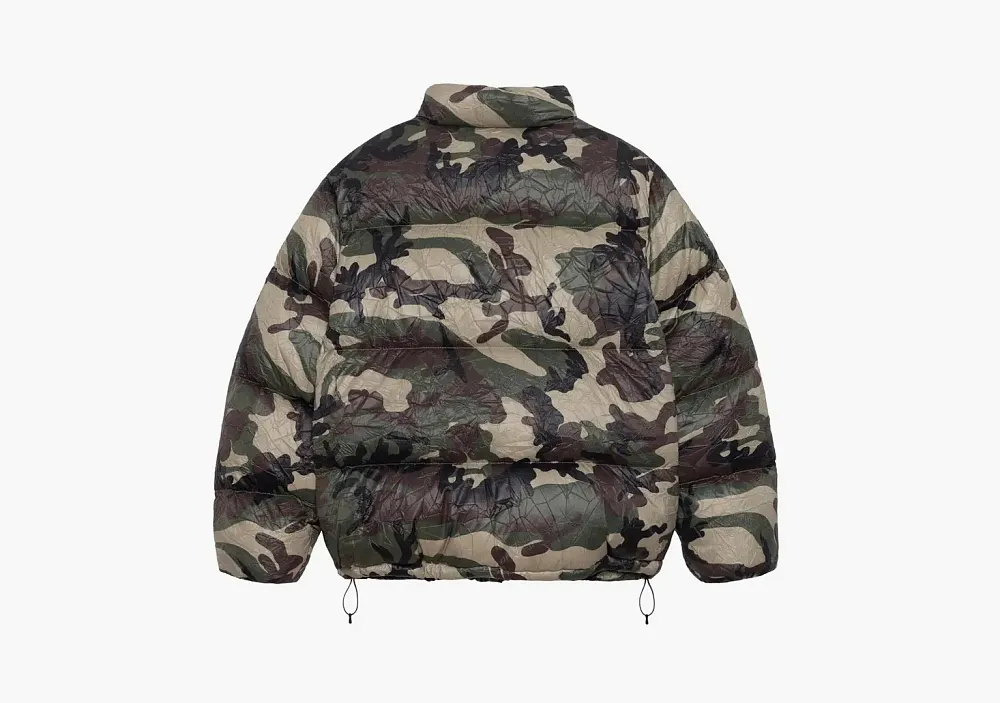 Stussy Wrinkled Nylon Down Puffer Woodland Camo