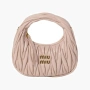 Miu Miu Wander matelassé nappa leather hobo mini-bag "Powder Pink" 