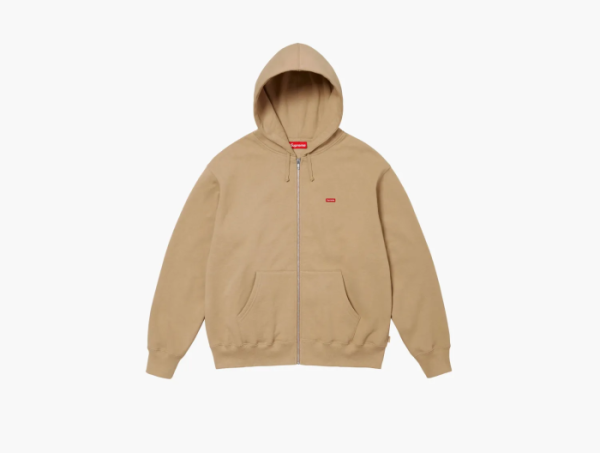 Supreme Small Box Zip Up Hooded Sweatshirt Dark Tan 