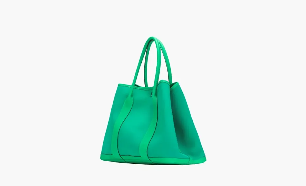 HERMES Garden Officer Canvas With Negonda Cow Leather Canvas Bag Verona Green/Mint Green
