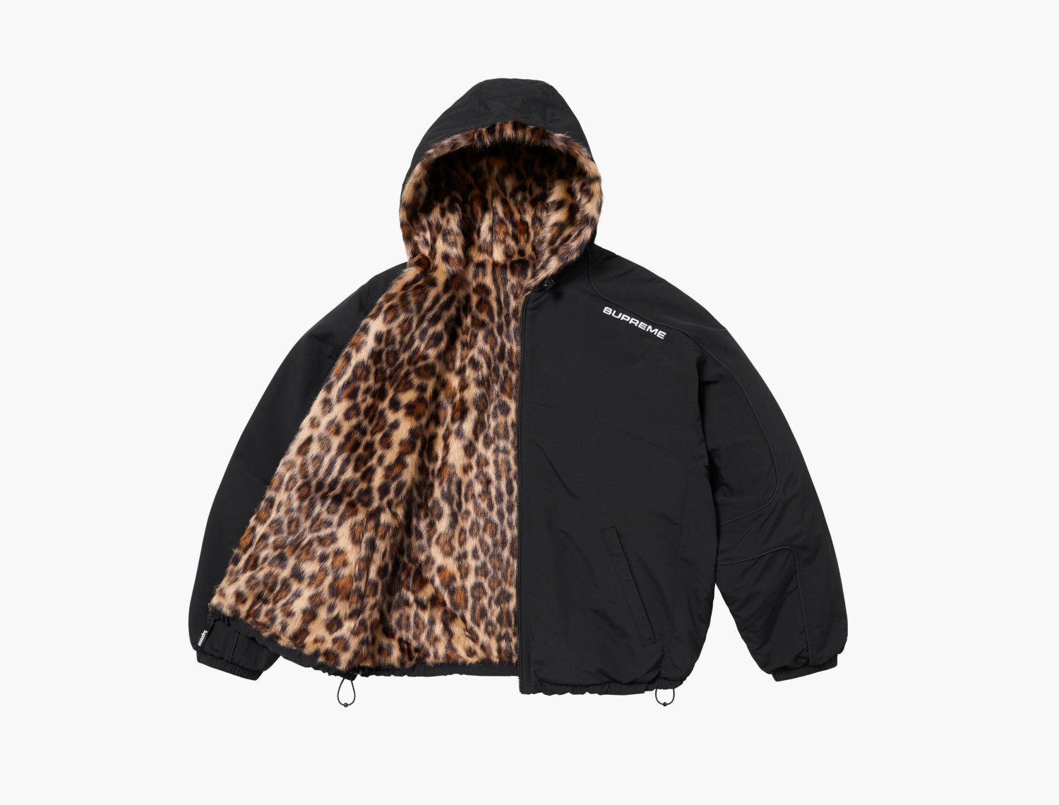 Supreme Faux Fur Reversible Hooded Track Jacket  "Black" 