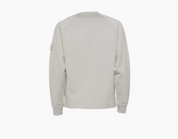 Stone Island Crewneck Sweatshirt with Ribbed Details Dusty Grey  Stone Island Crewneck Sweatshirt with Ribbed Details Dusty Grey