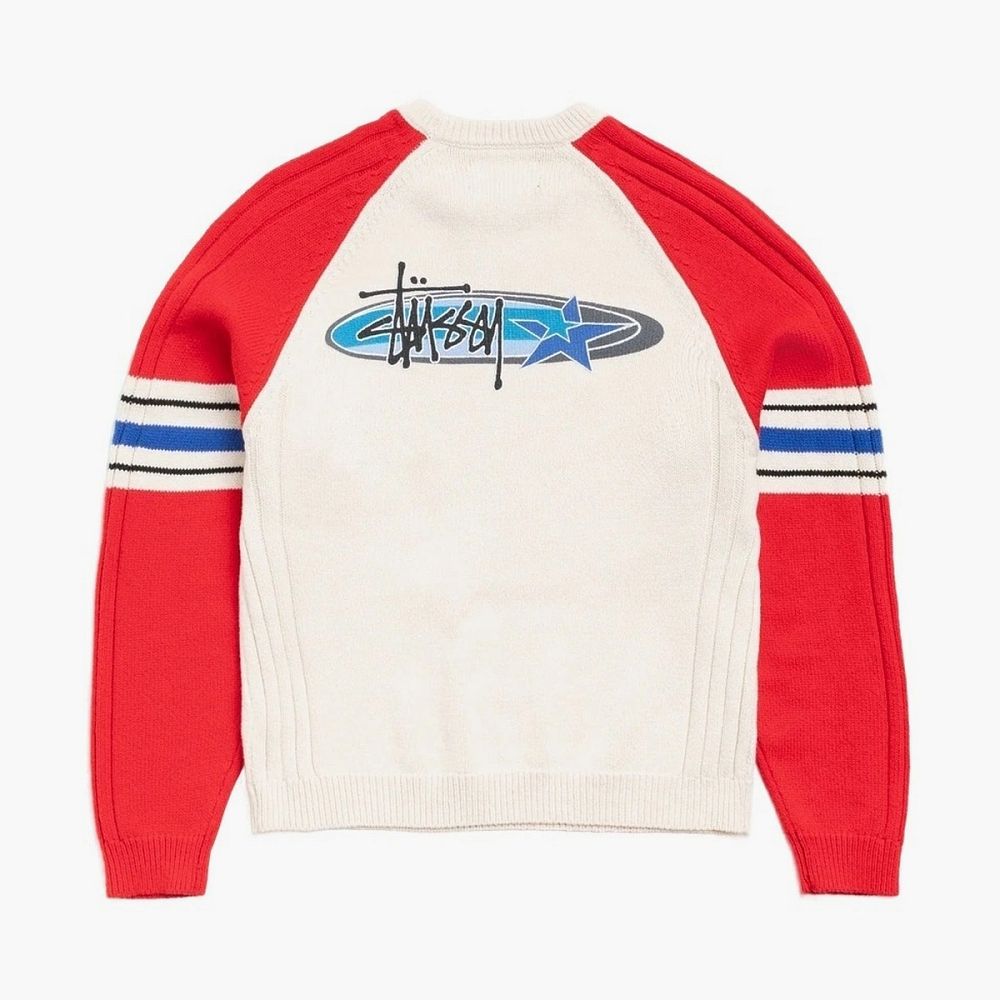 Stussy Stripe Raglan Crew Red