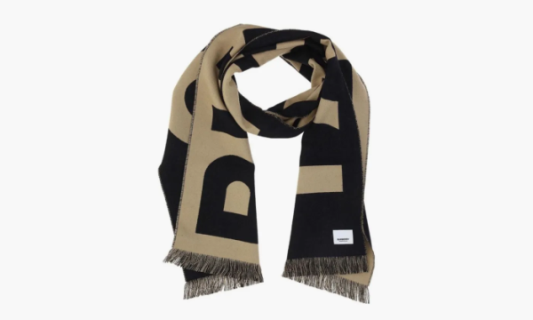 Burberry Logo Wool Jacquard Scarf Beige 