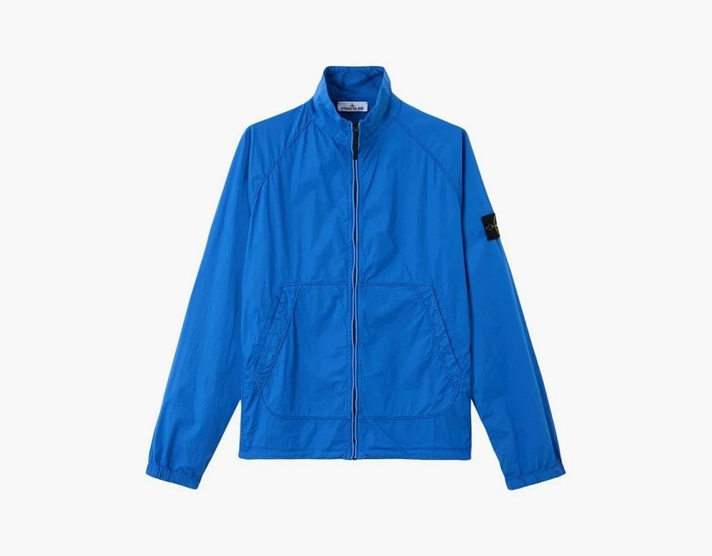 Stone Island Stretch Cotton Tela Paracadute Track Jacket Bright Blue