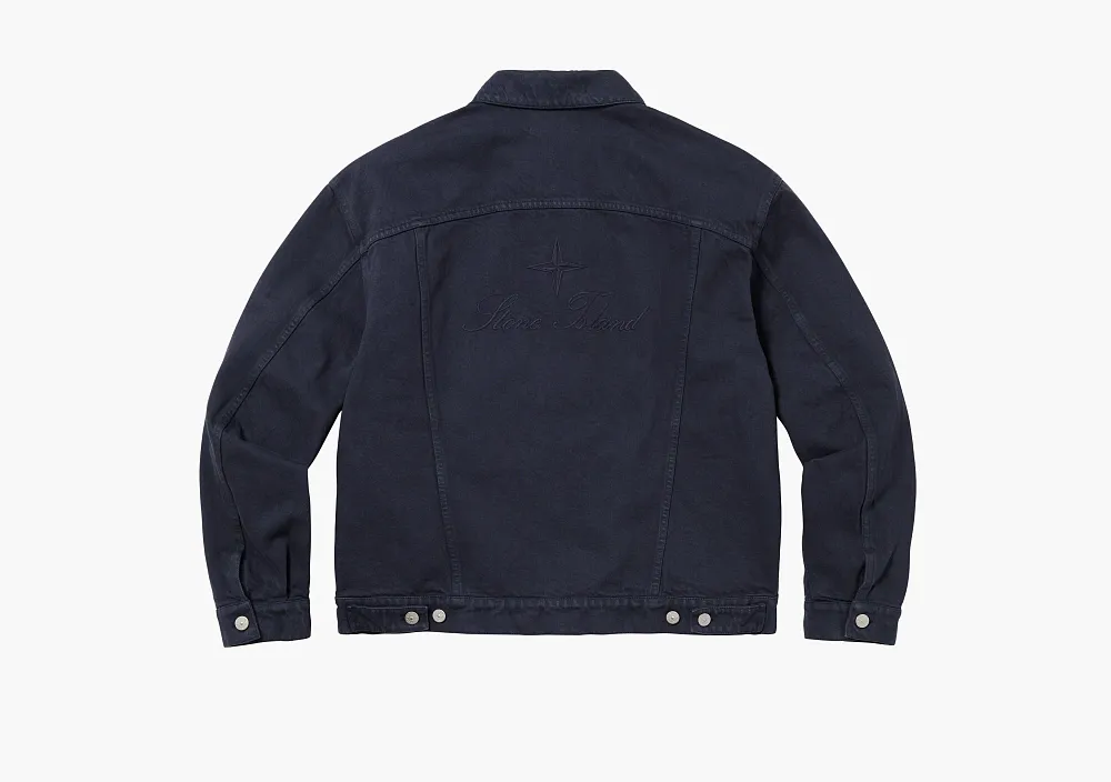Supreme x Stone Island Denim Trucker Jacket Navy