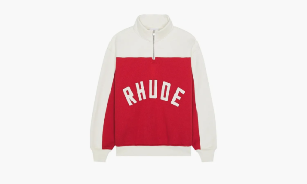 RHUDE Contrast Quarter Zip Varsity Red / Cream 
