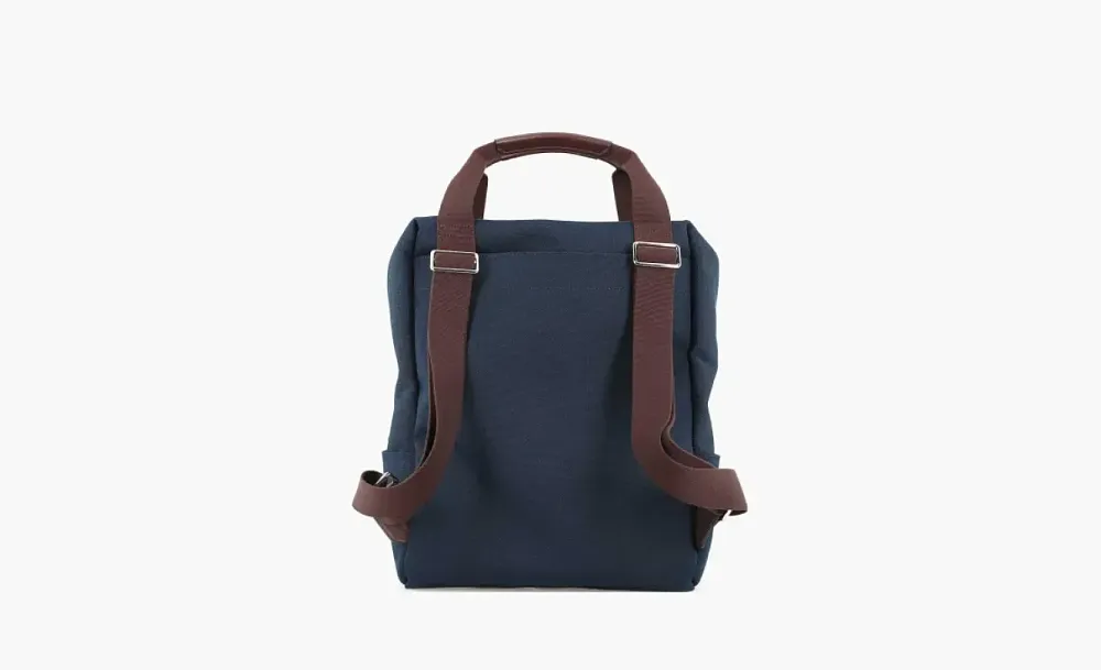 Hermes Groom Cotton Blend With Barenia Calfskin Backpack Marine Blue/Flame Orange
