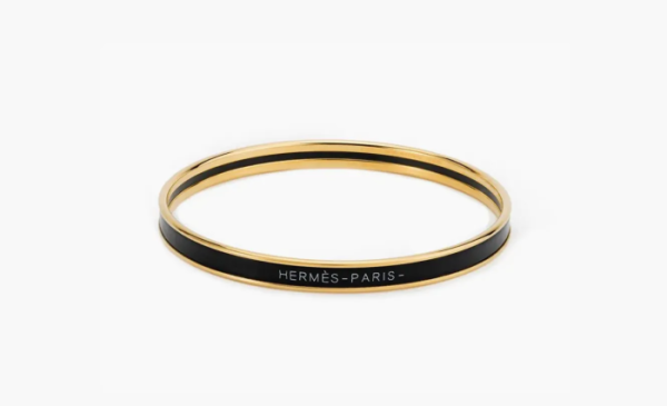 Hermès Enamel Bangles Unisex Black 