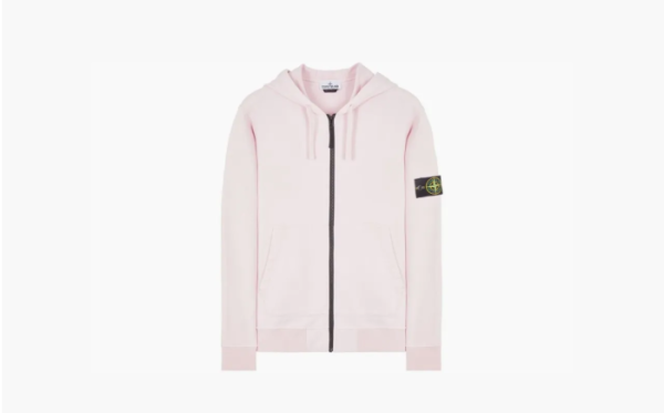Stone Island Brushed Cotton Full Zip Hoodie Pink 