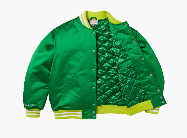 Supreme x Mitchell & Ness Satin Varsity Jacket Green 