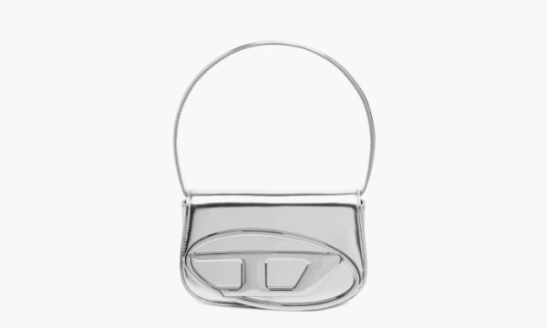 Diesel 1DR Shoulder Bag Mirrored Leather Silver 