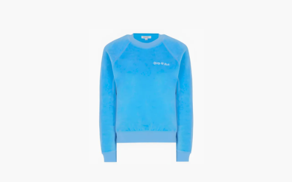Sporty & Rich Logo-embroidered Velvet Sweatshirt Blue 