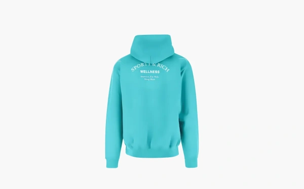 Sporty & Rich Logo Printed Long Sleeved Hoodie Turquoise 