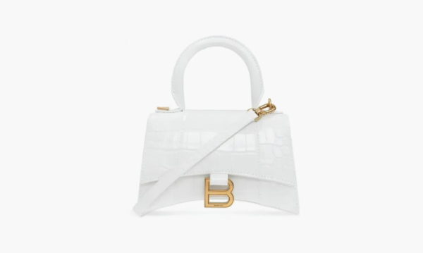 Balenciaga Hourglass Handdbag Embossed White 