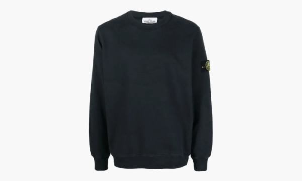 Stone Island Brushed Cotton Crew Neck Sweatshirt Navy 