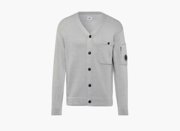 C.P. Company Compact Cotton Lens Cardigan Grey 