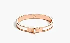 HERMES Enamel Rose Gold-Plated Metal Bangles White