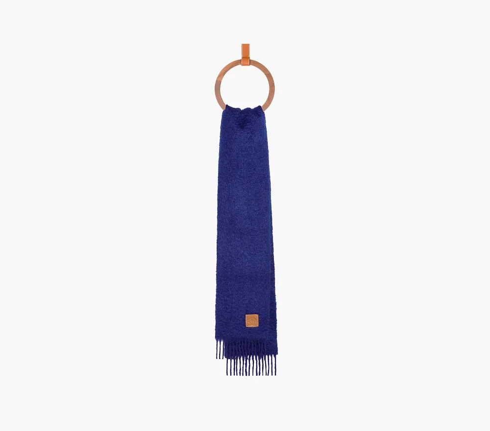 Loewe Scarf In Mohair And Wool Midnight Blue