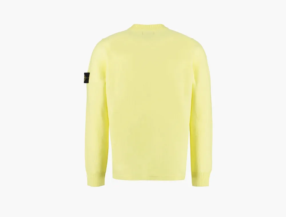 Stone Island Brushed Cotton Canvas Crewneck Sweatshirt Yellow
