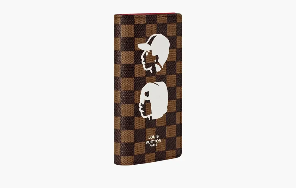  Louis Vuitton x Nigo Brazza Logo Graphic Print Plaid Damier Phriendship Coated Canvas Wallet Brown