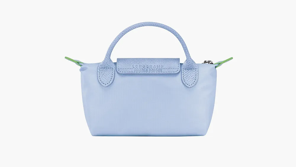 Longchamp Le Pliage Green Handle Pouch Sky Blue