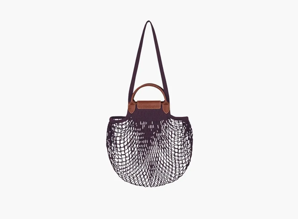 Longchamp Le Pliage Filet Top Handle Bag  Eggplant