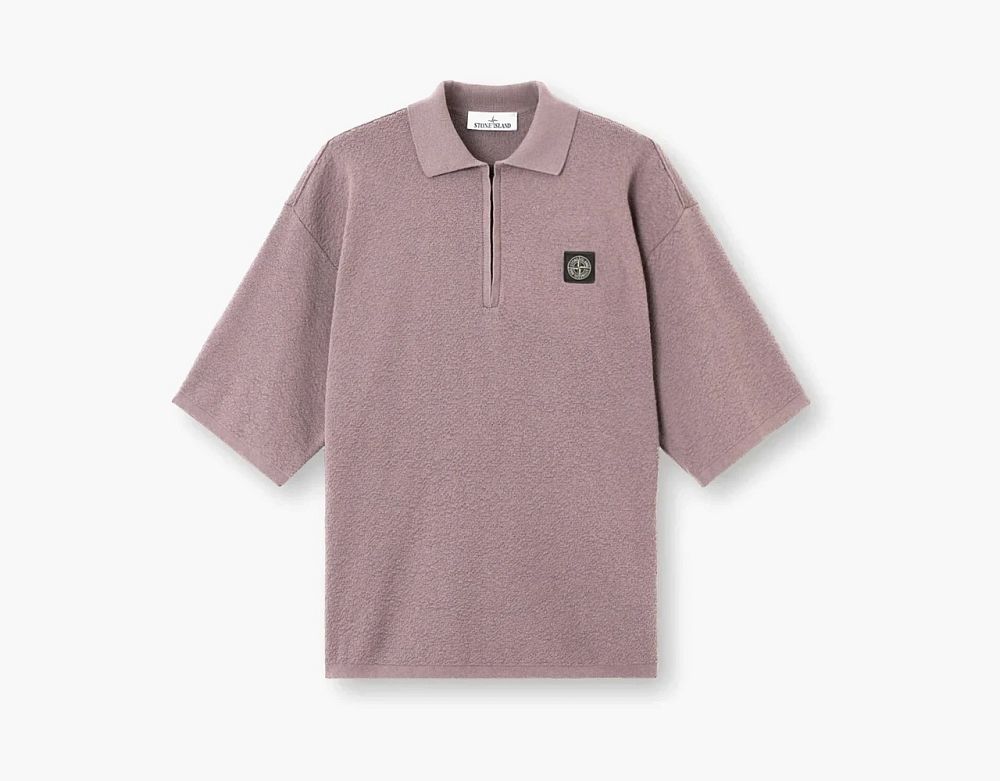 Stone Island Light Raw Hand Organic Cotton Polo Purple Grey