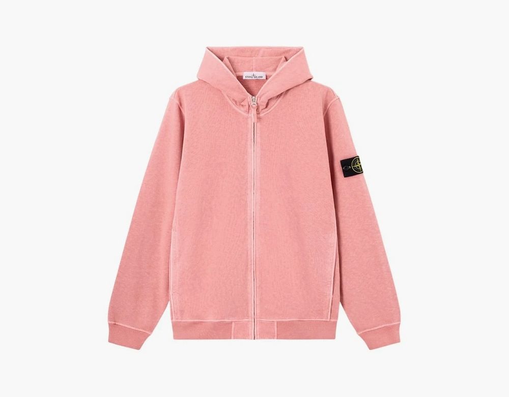 Stone Island Malfile Fleece Old Effect Hooded Sweatshirt Oleander